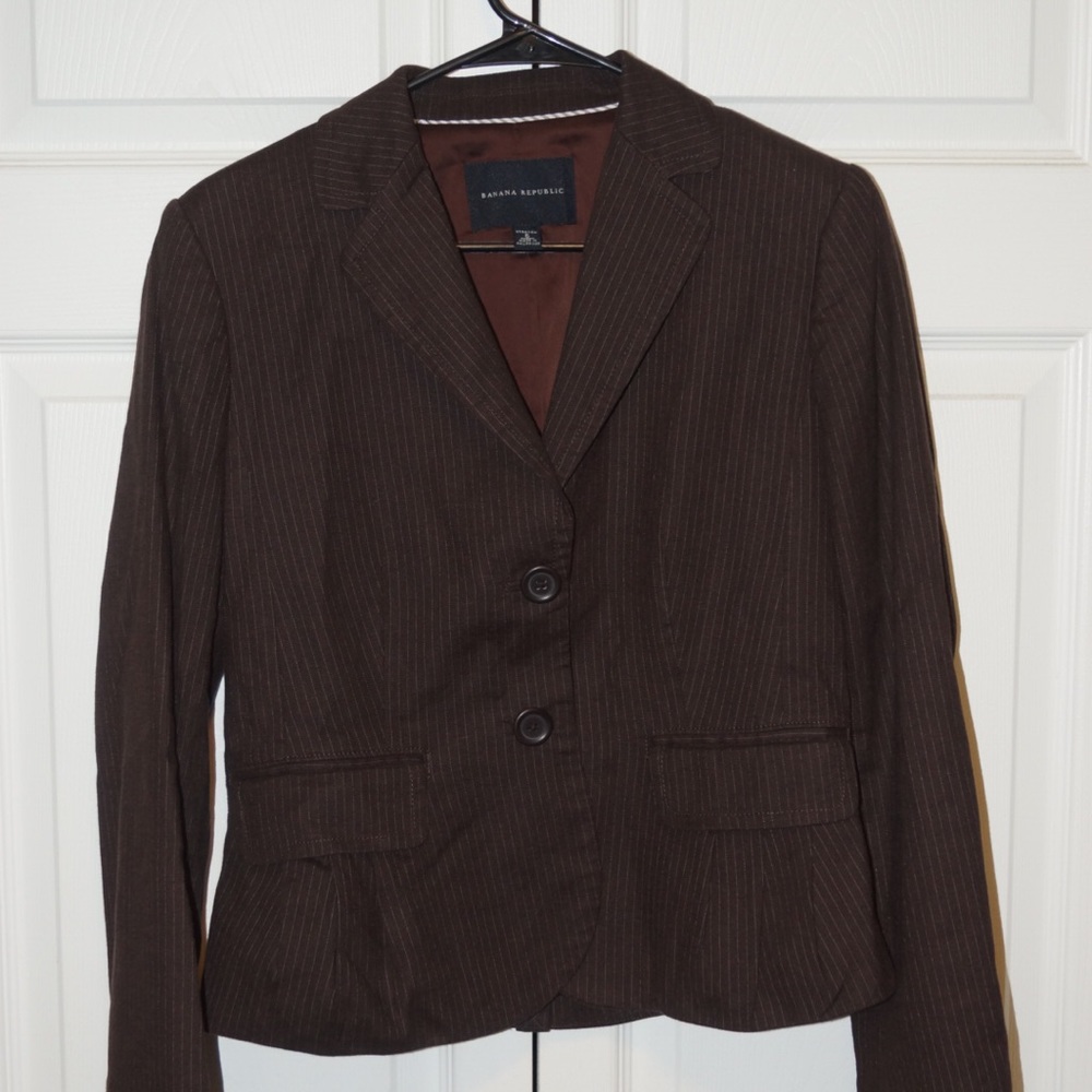 Women’s Blazer - pleated, pinstriped - Stretchy